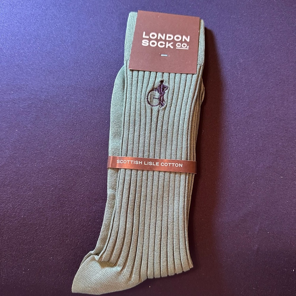 London Sock Co Simply Sartorial Socks Mens Medium Green Scottish Lisle NWT - Picture 3 of 4